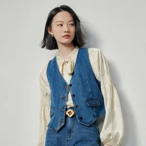 Elegant Sleeveless V-Neck Button Vest for Casual & Daily Wear