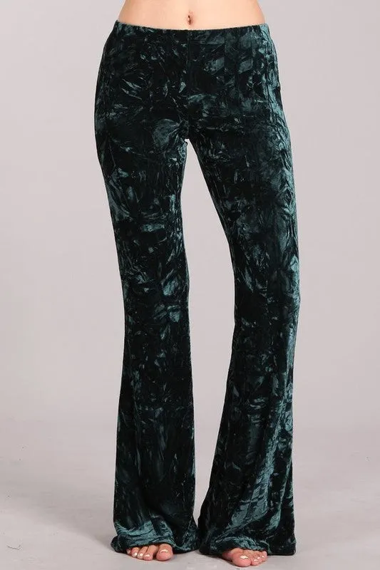 EVERGREEN CRUSHED VELVET PANTS
