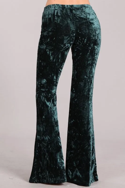 EVERGREEN CRUSHED VELVET PANTS