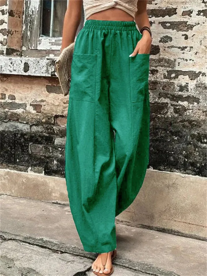 Female Bohemian Elastic High Waist Super Loose Yoga Pants with Pocket
