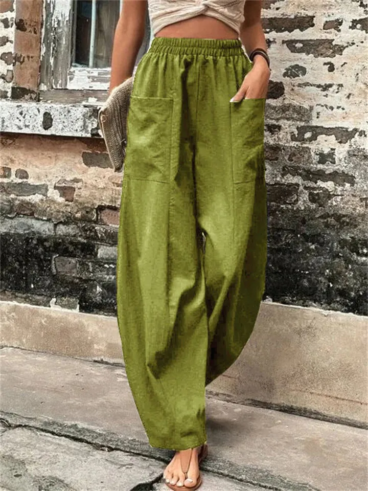 Female Bohemian Elastic High Waist Super Loose Yoga Pants with Pocket