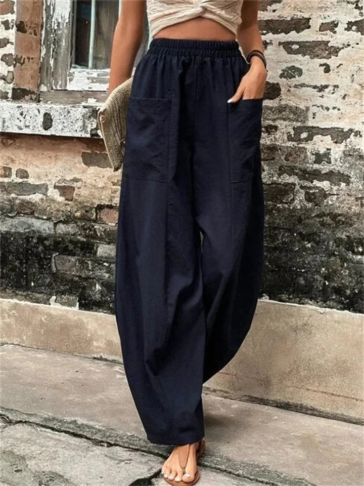Female Bohemian Elastic High Waist Super Loose Yoga Pants with Pocket