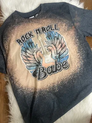 FINAL SALE ITEM - ROCK & ROLL BABE BLEACHED CHARCOAL TEE