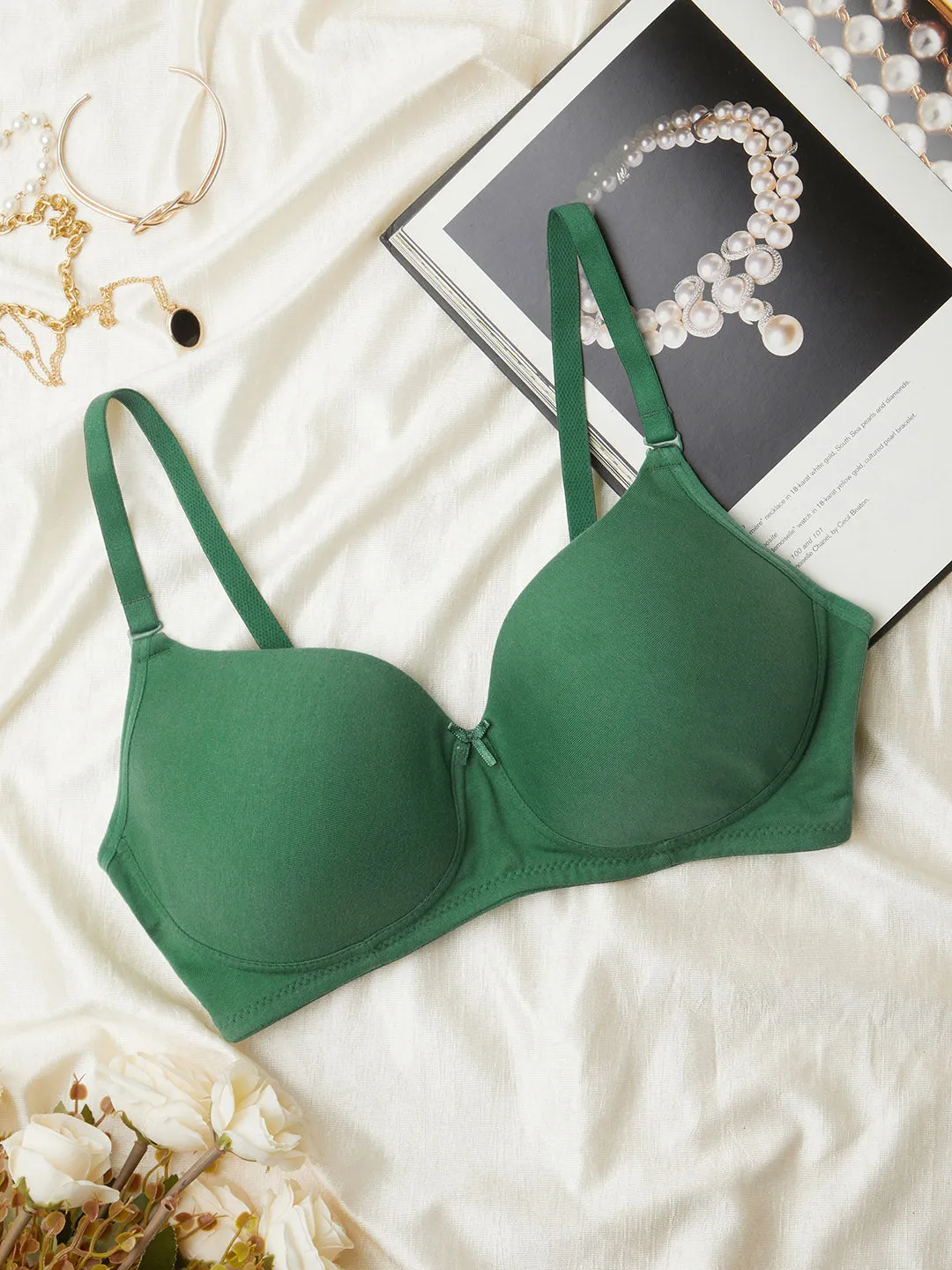 Folige Green 3/4th Coverage Padded T-Shirt Bra for Women - Zola
