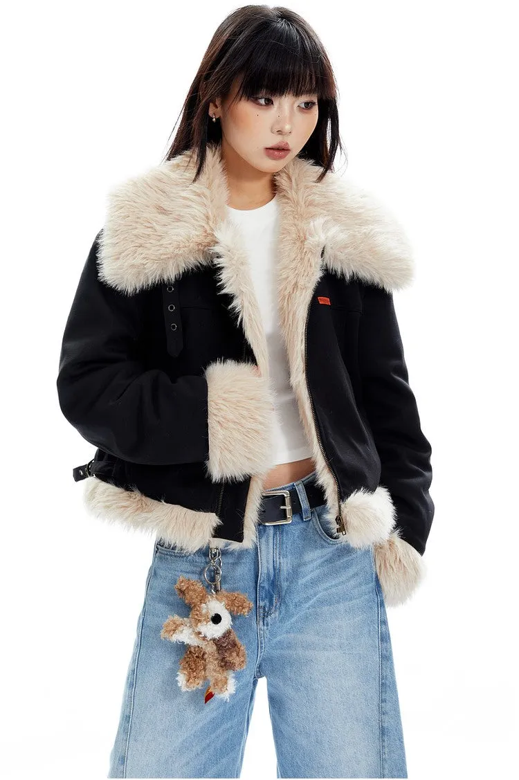Fur Trimmed Biker Jacket