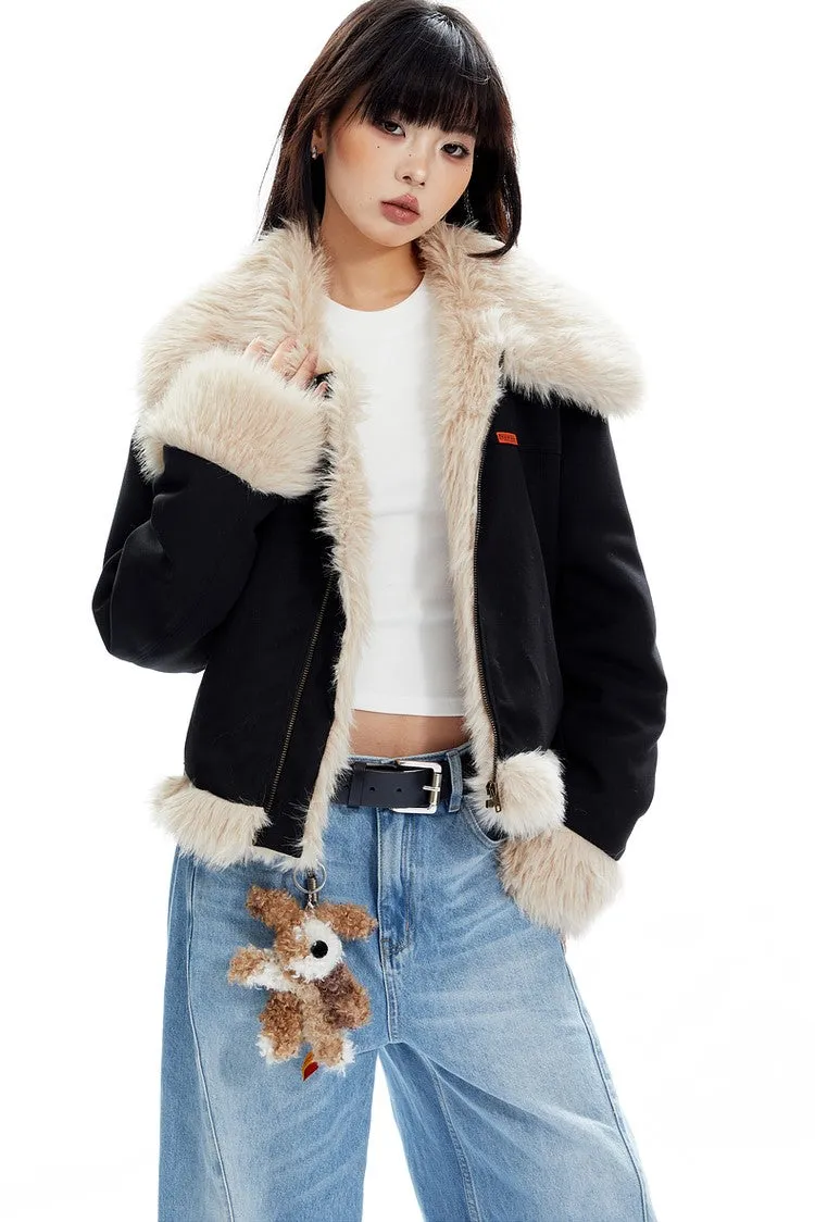 Fur Trimmed Biker Jacket