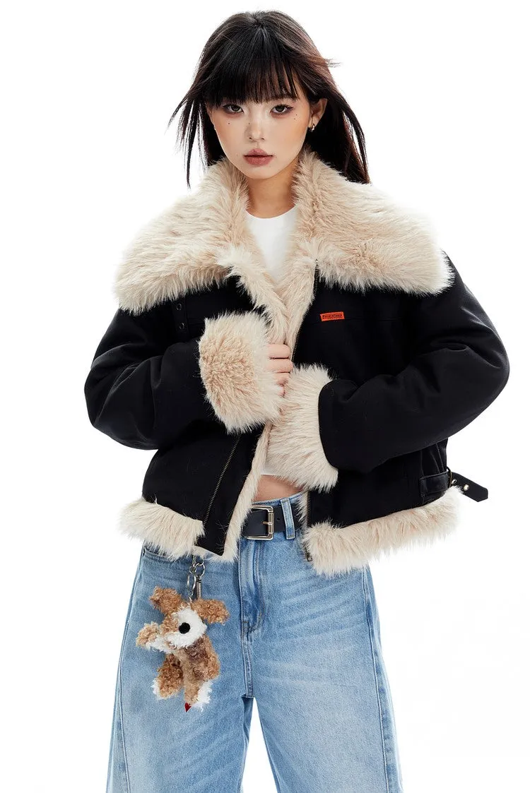 Fur Trimmed Biker Jacket