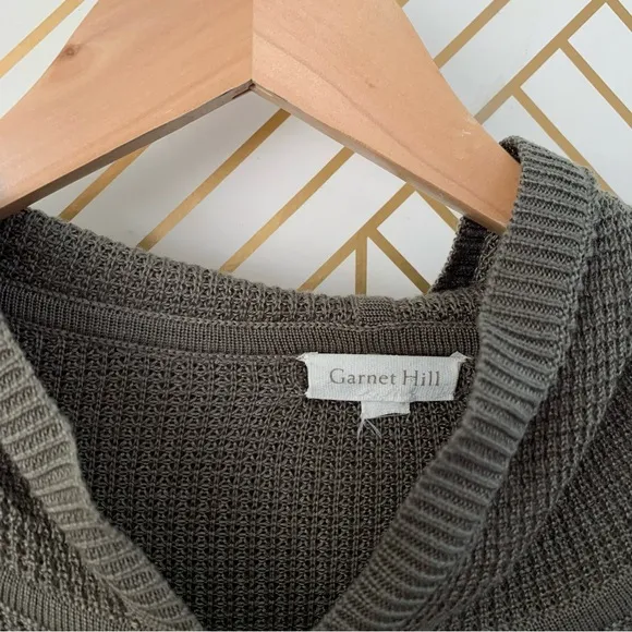 Garnet Hill Merino Wool Blend Hooded hood Waffle-Stitch Poncho hunter Size L/XL
