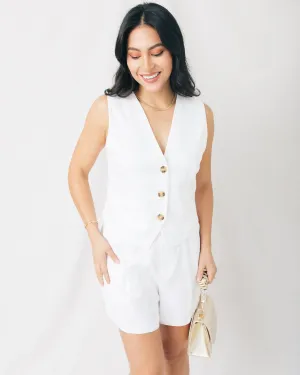 Gemma V-Neck Linen Button Up Vest