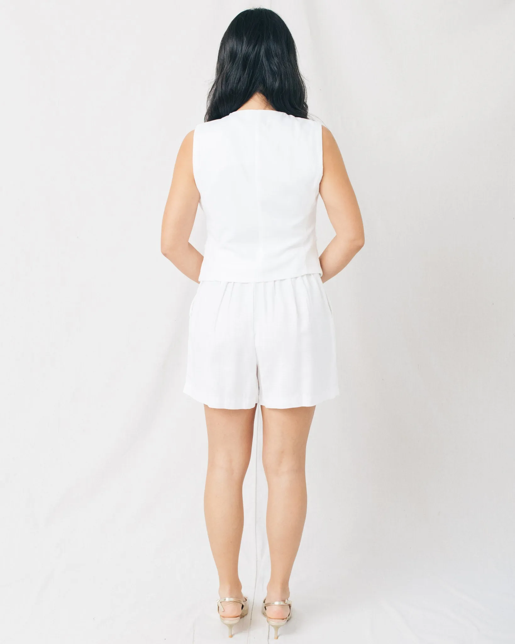 Gemma V-Neck Linen Button Up Vest