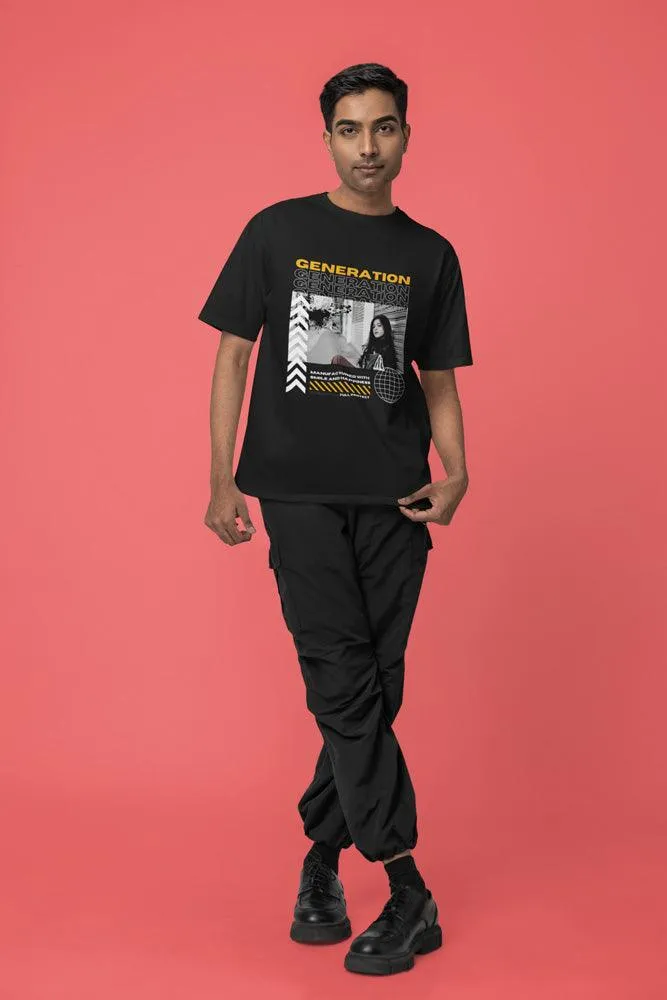 Generation - Unisex Oversized Cotton Graphic Printed T-Shirt