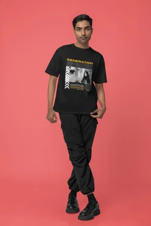 Generation - Unisex Oversized Cotton Graphic Printed T-Shirt