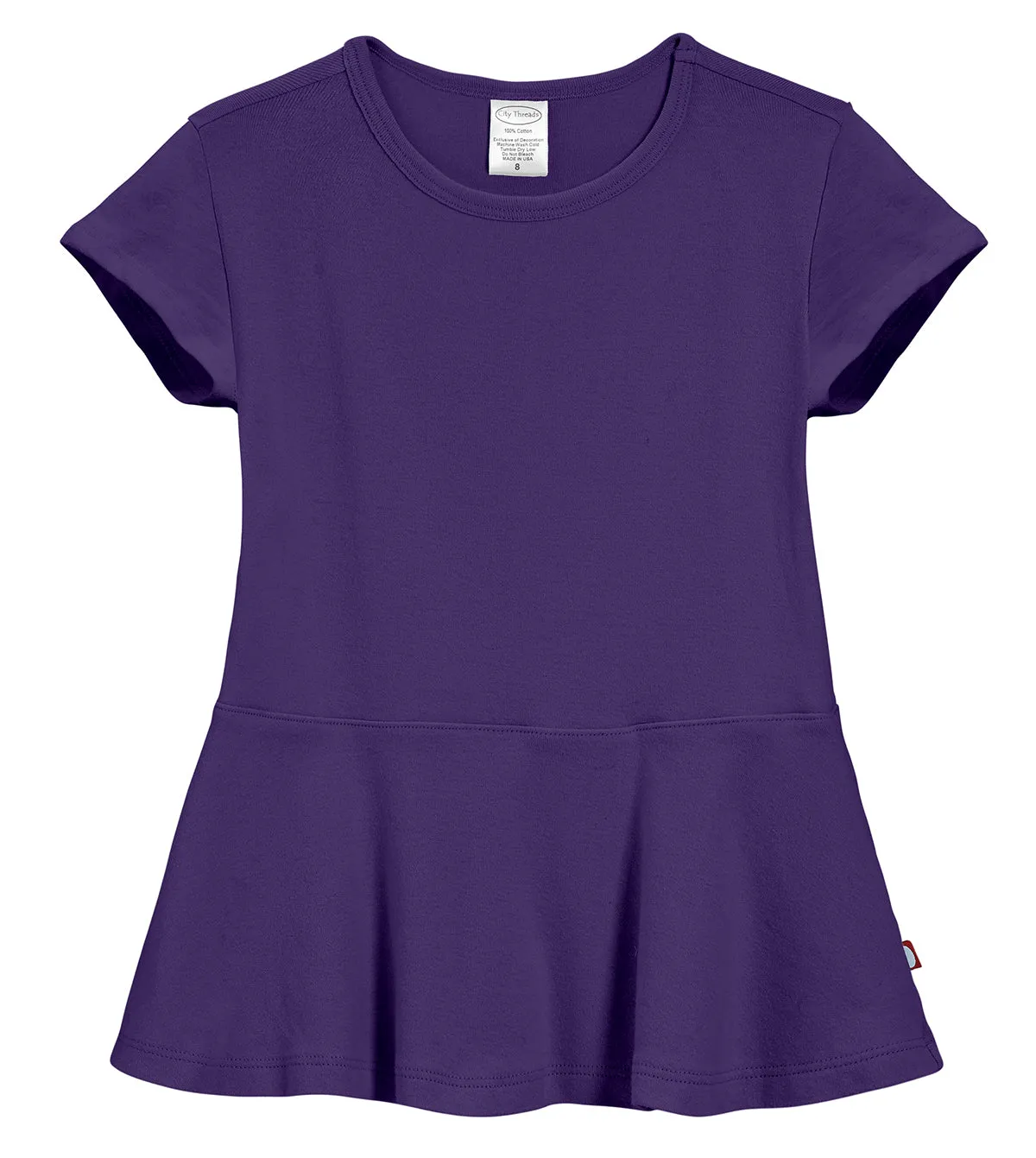 Girls Soft Cotton Short Sleeve Peplum