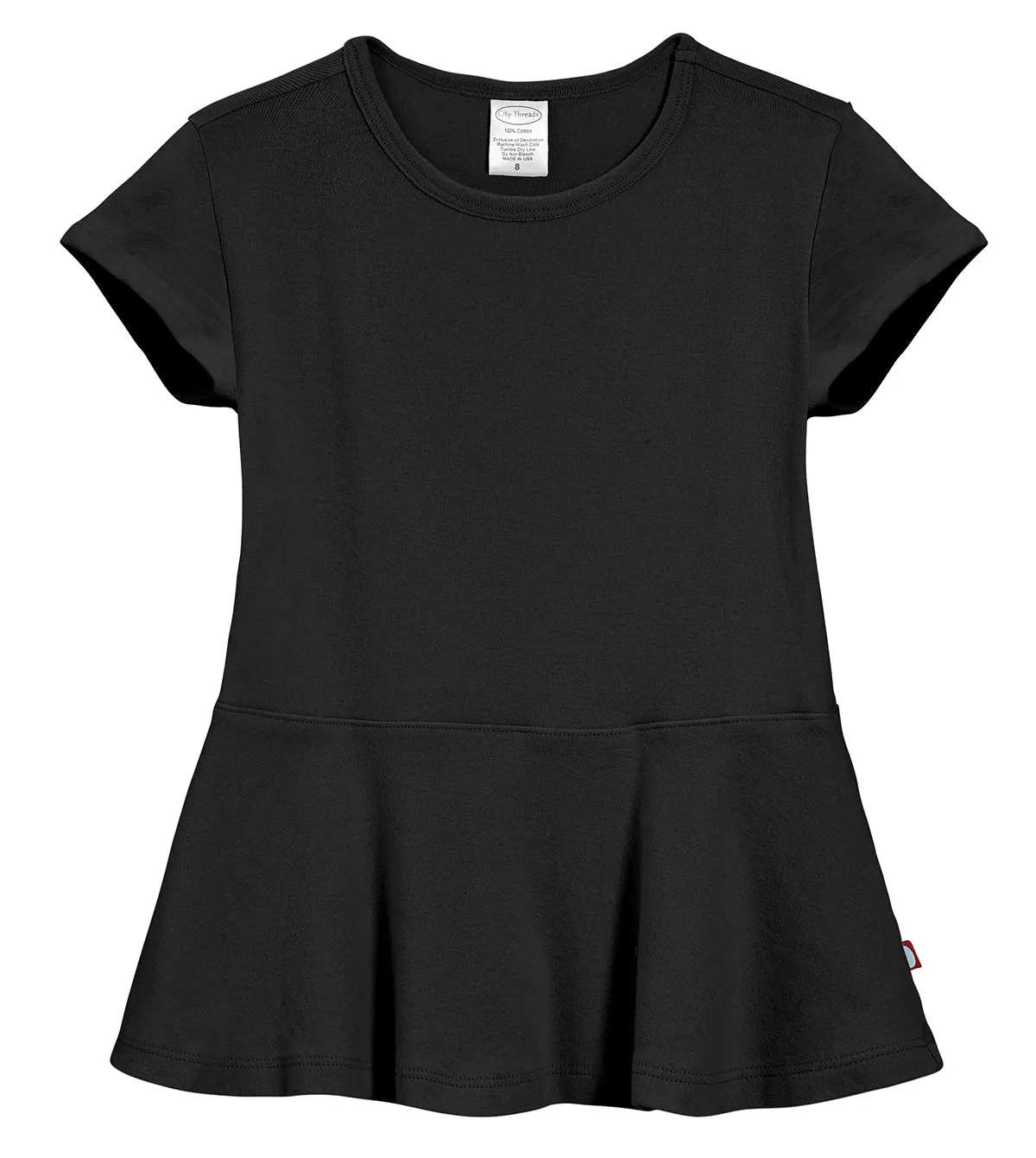 Girls Soft Cotton Short Sleeve Peplum