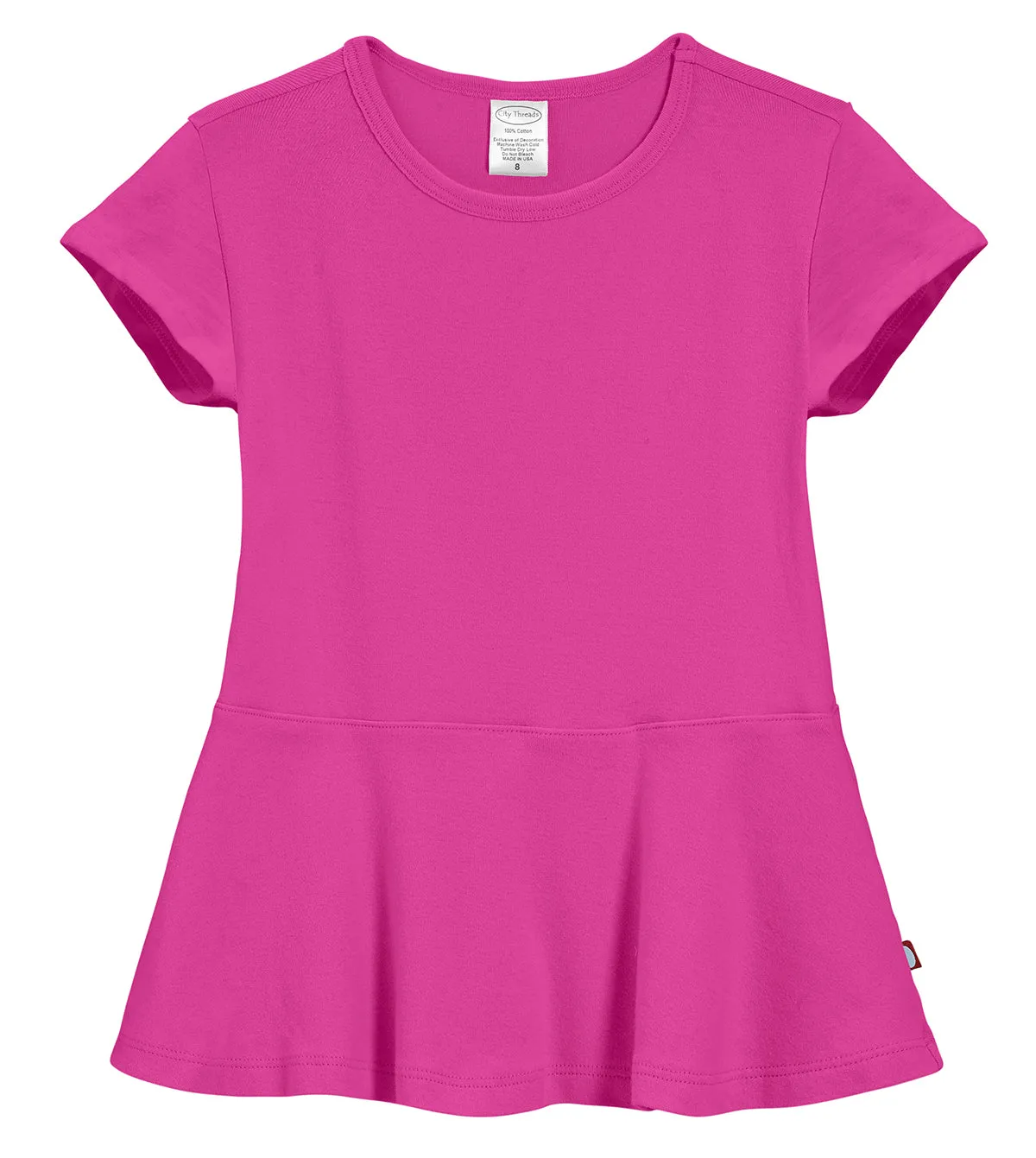 Girls Soft Cotton Short Sleeve Peplum
