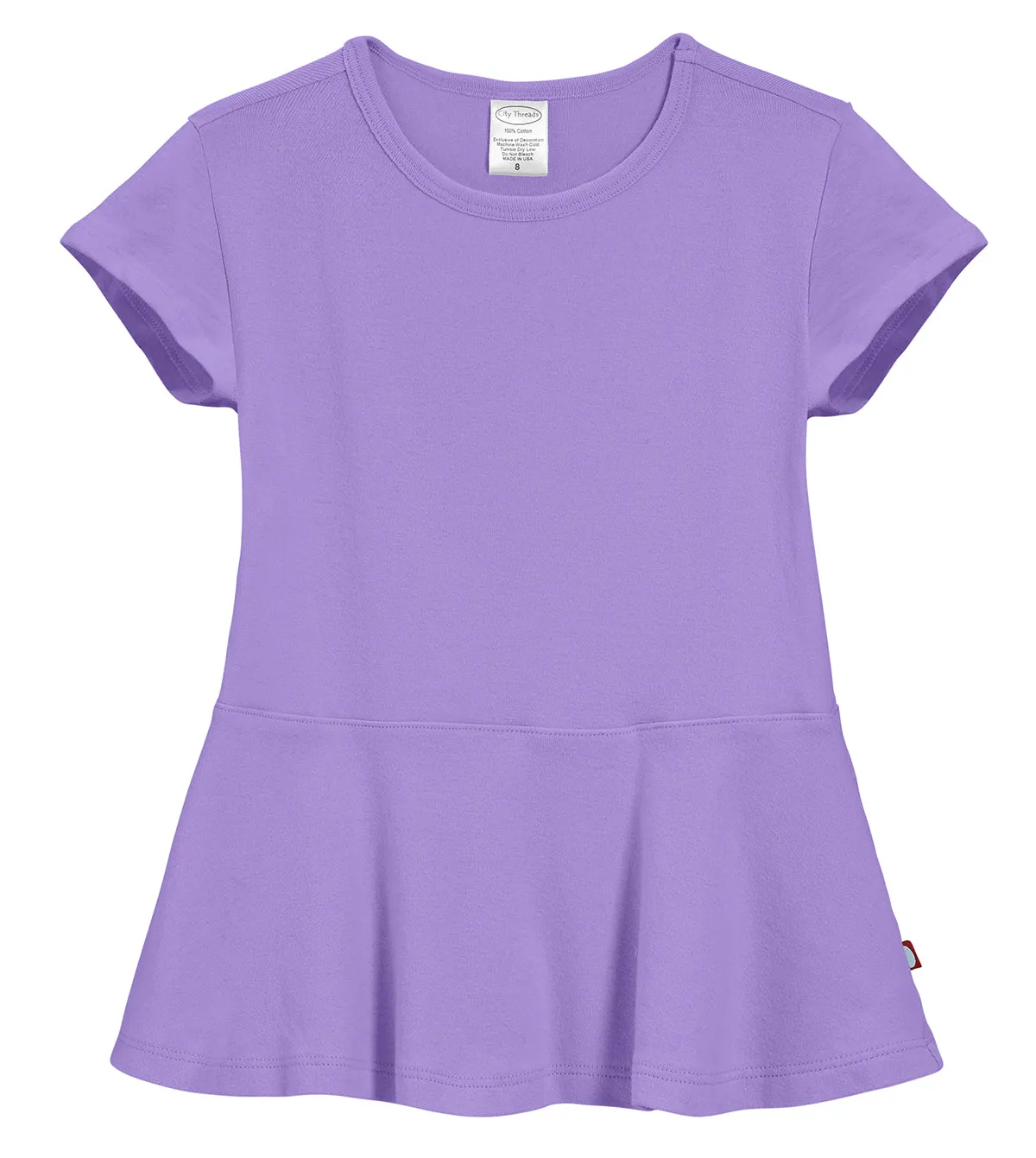 Girls Soft Cotton Short Sleeve Peplum