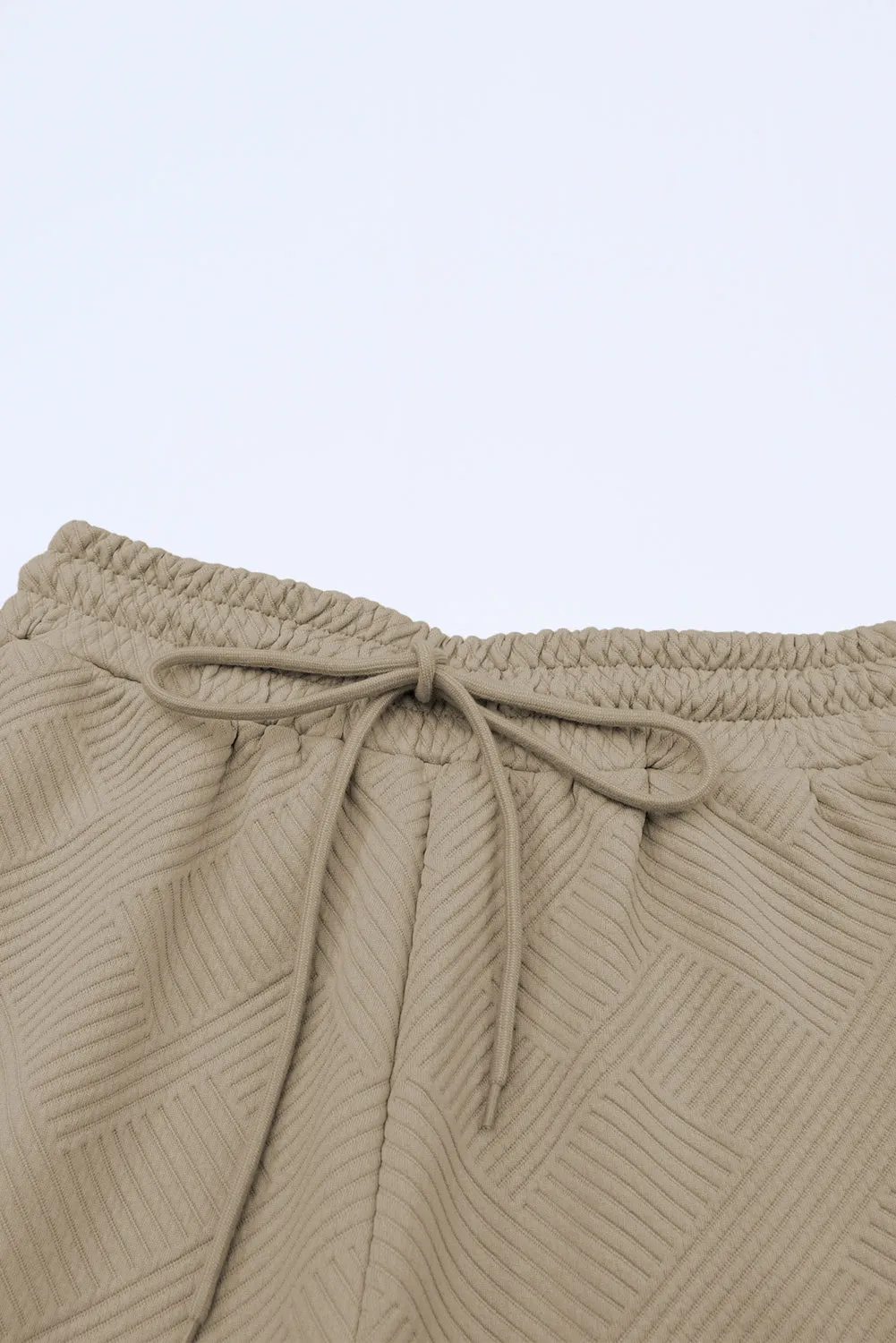 Gray Textured Loose Fit T Shirt and Drawstring Pants Set
