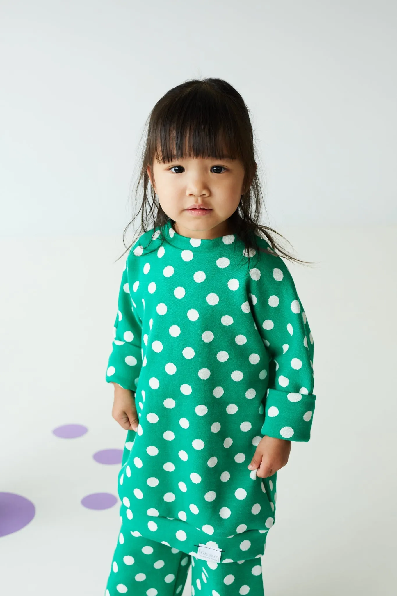 Grow With Me Sweater | Green   Polka Dots