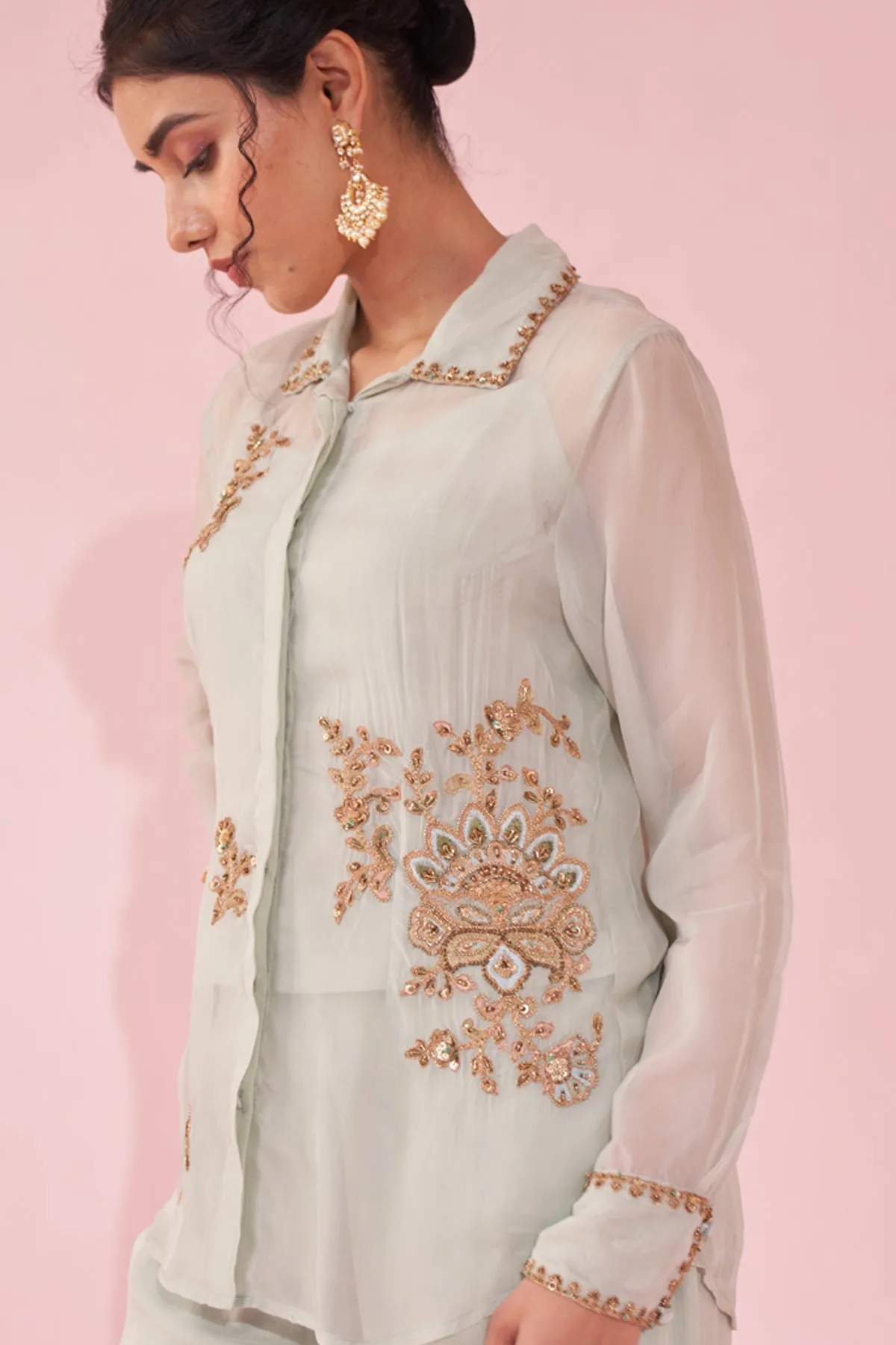 GULMINA PALE BLUE SHIRT PANT SET