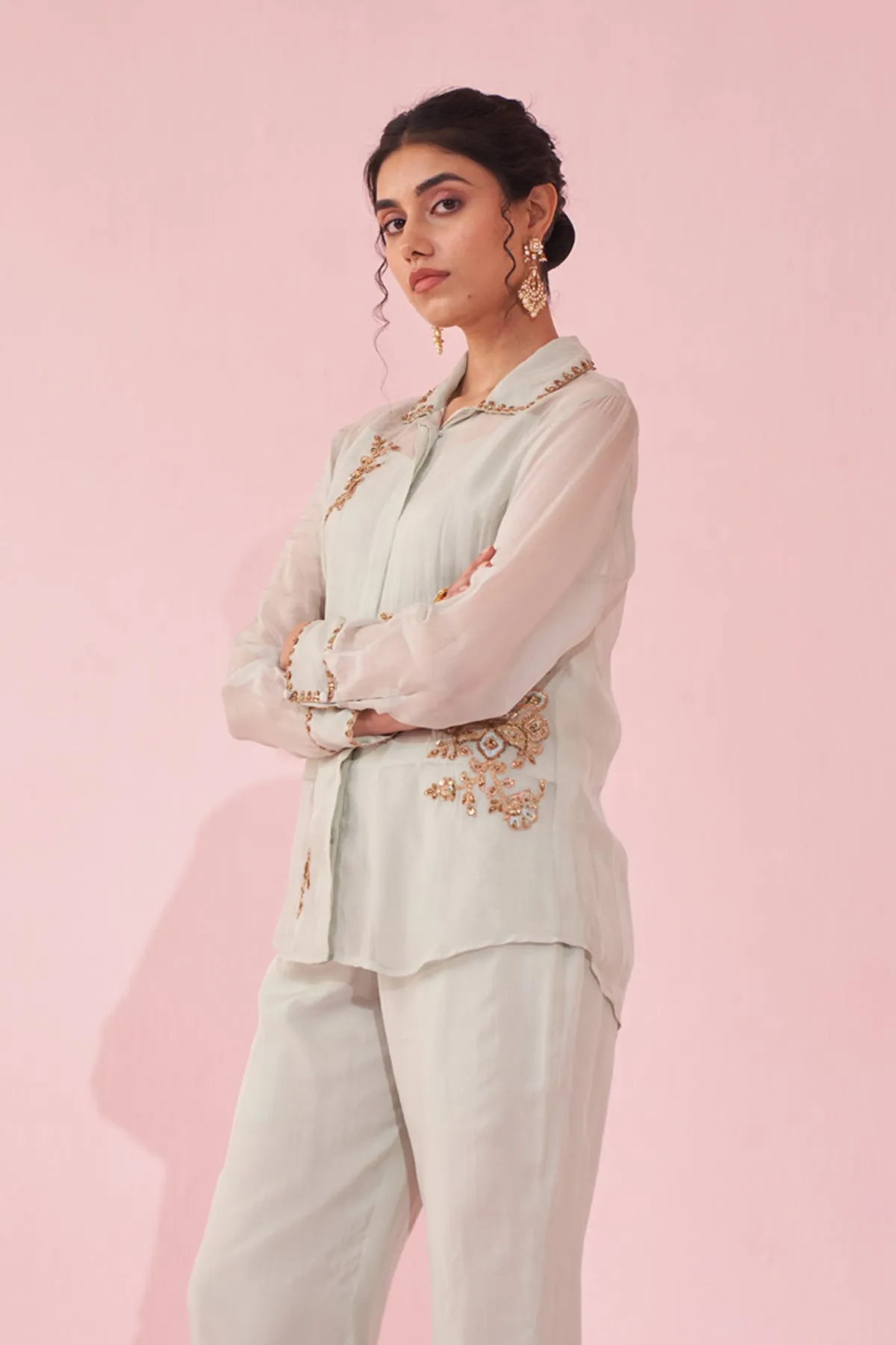 GULMINA PALE BLUE SHIRT PANT SET