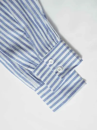 Hazel Blues® |  Striped Button Detail Long Sleeve Shirt