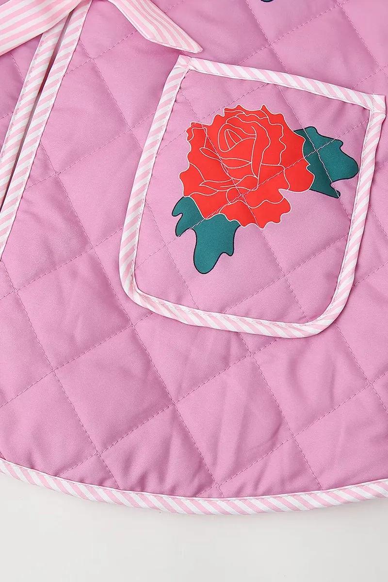 HCR1057 Quilted Floral Bow Coat Outerwear