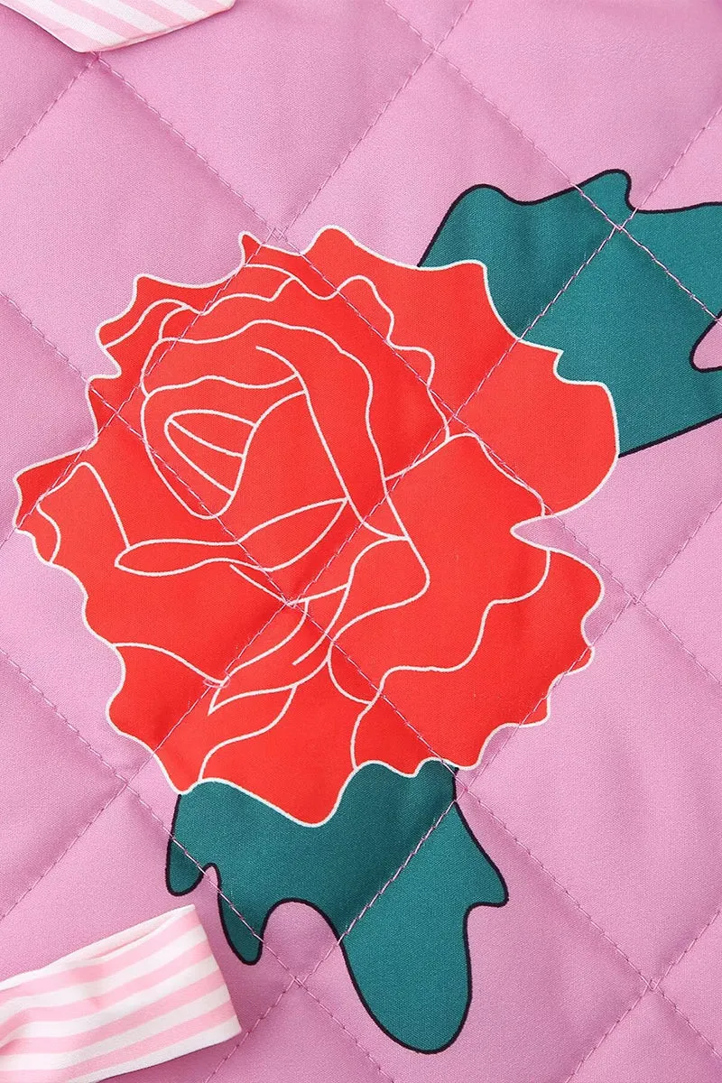 HCR1057 Quilted Floral Bow Coat Outerwear