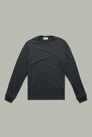Heavyweight Long Sleeve Bamboo Sorona Jersey Crewneck Black