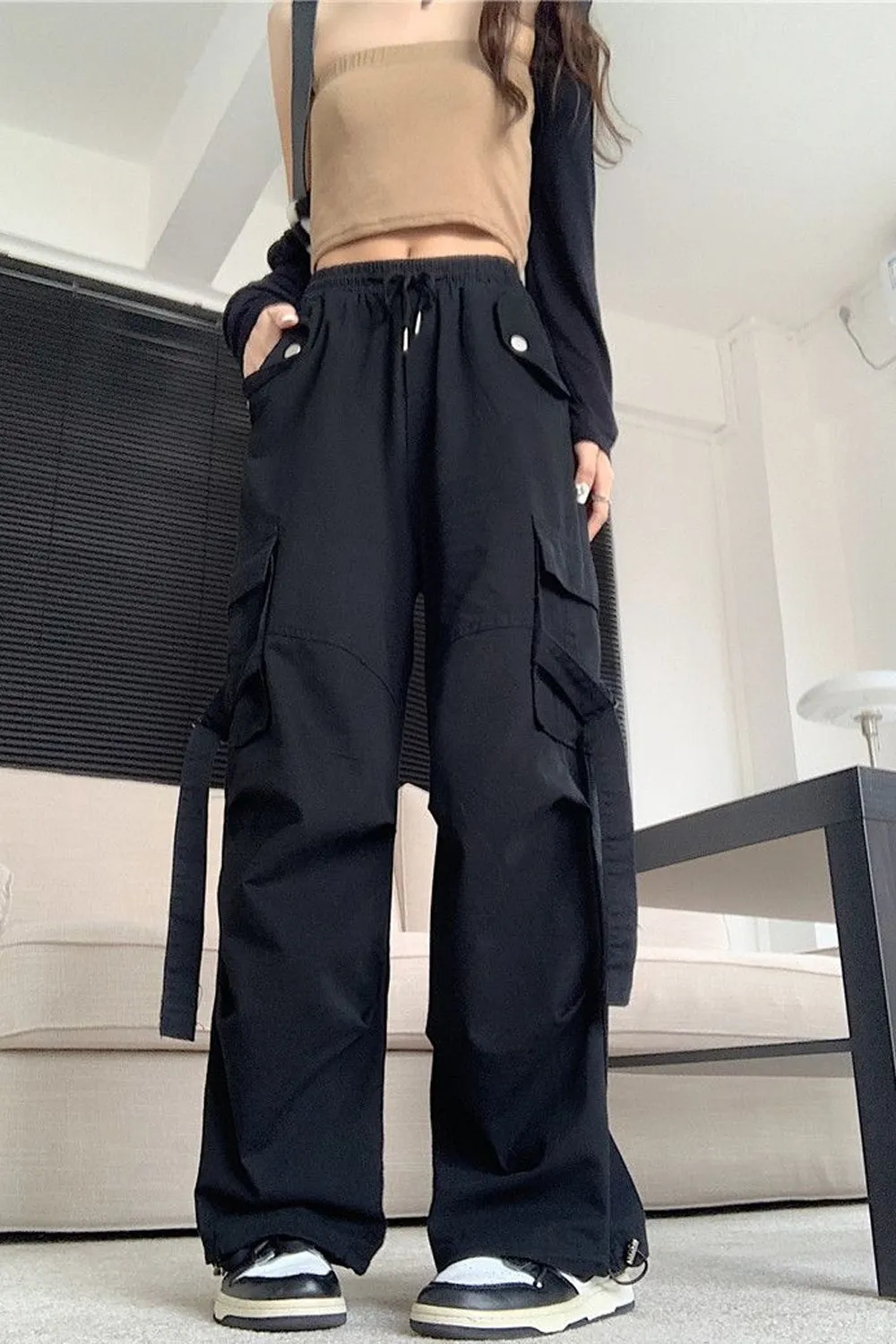 High Waist Loose Cargo Pockets Pants