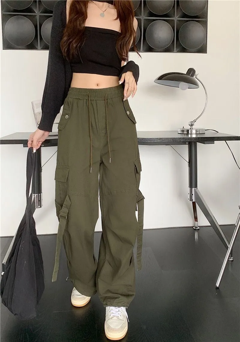 High Waist Loose Cargo Pockets Pants