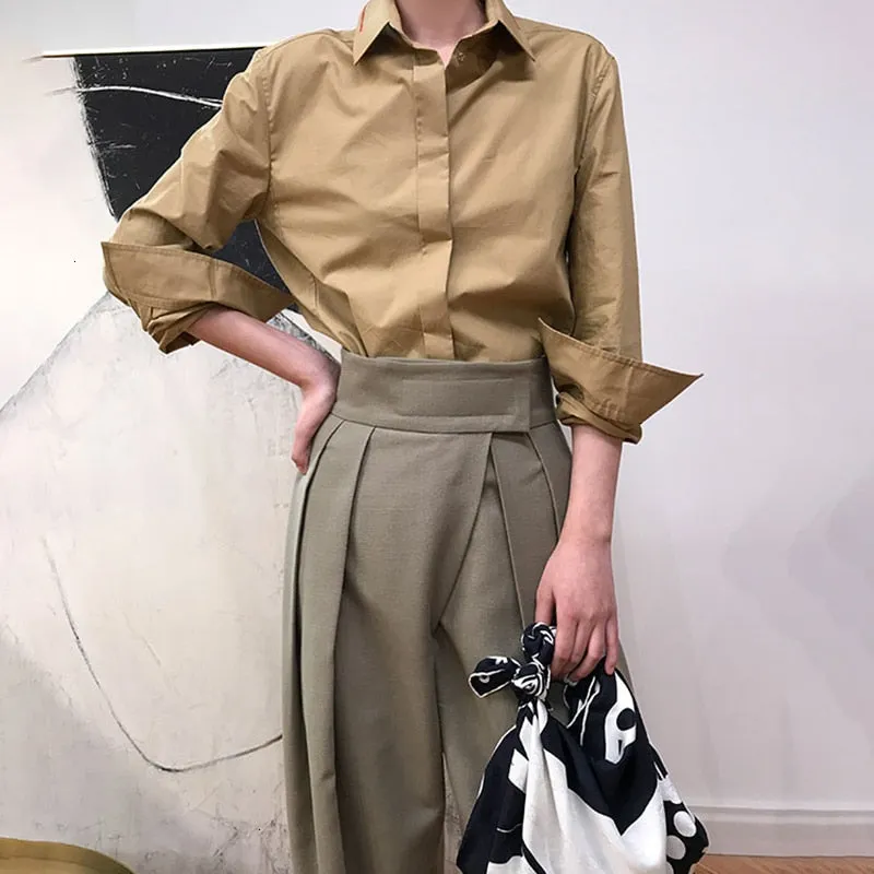 High Waist Loose Pants - Coffee & Black