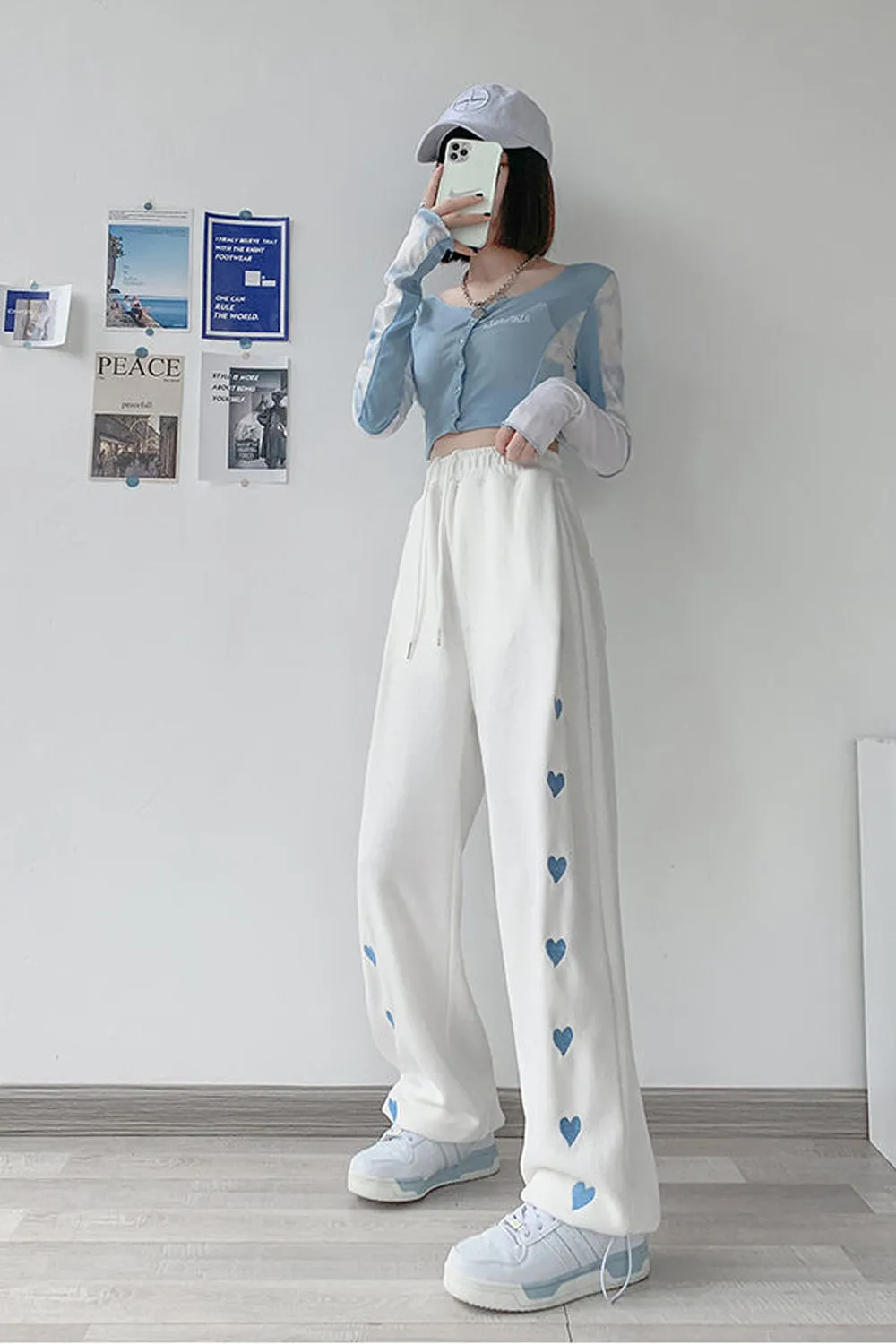 High Waist Love Printed Loose Sweatpants