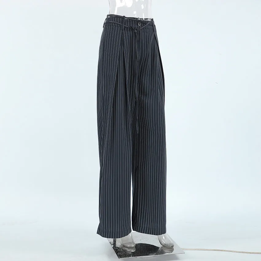 High Waist Striped Loose Drooping Casual Pants