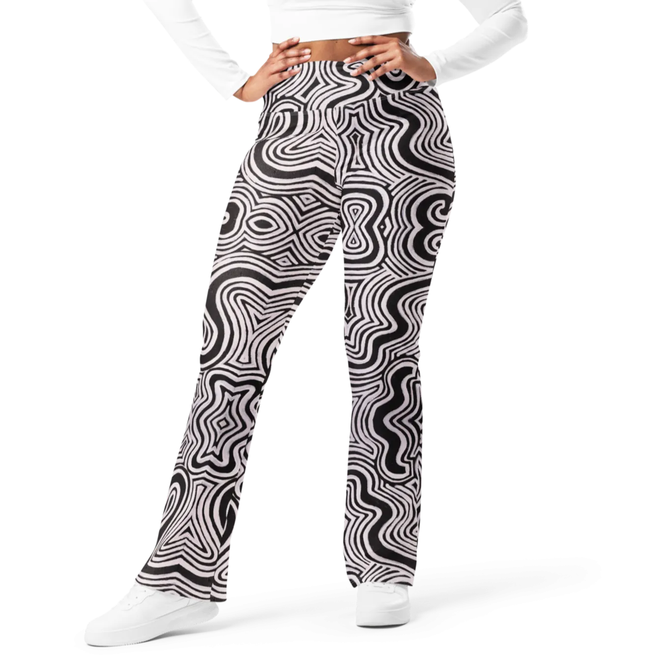 High Waisted Yoga Pants ( Internal Pocket)- "Record Player" Design