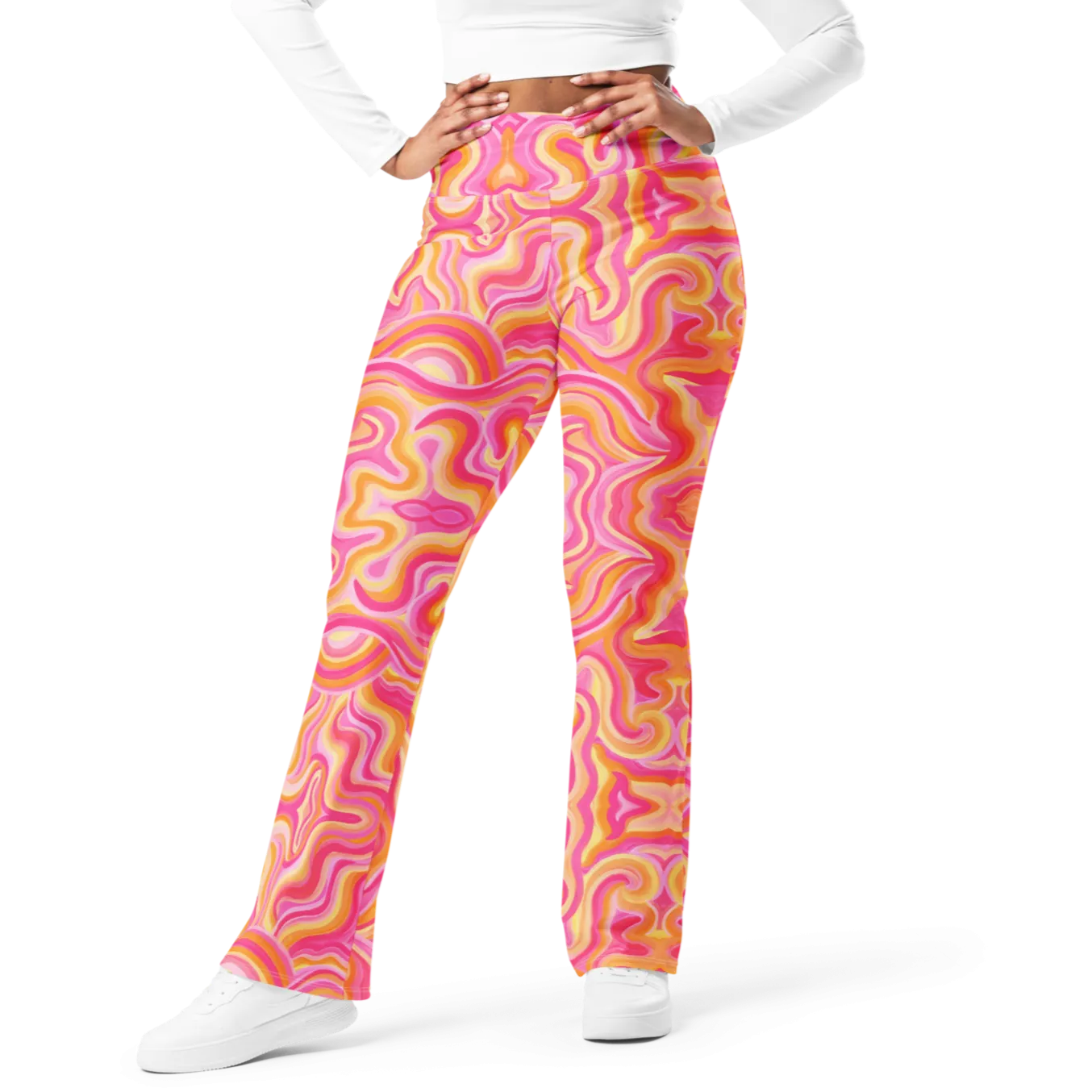 High Waisted Yoga Pants ( Internal Pocket)- "Sunset" Design