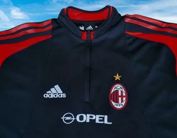ITALIAN CALCIO AC MILAN 2004-05 SUPERCOPPA ITALIANA CHAMPION ADIDAS TRAINING BLACK-RED JACKET LARGE #369276  SOLD !!