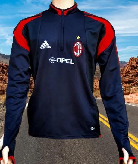ITALIAN CALCIO AC MILAN 2004-05 SUPERCOPPA ITALIANA CHAMPION ADIDAS TRAINING BLACK-RED JACKET LARGE #369276  SOLD !!