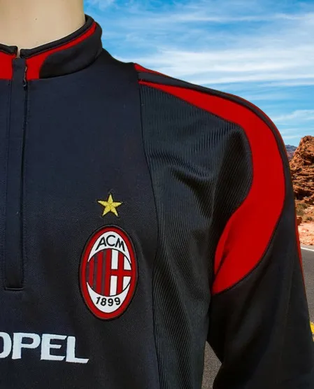 ITALIAN CALCIO AC MILAN 2004-05 SUPERCOPPA ITALIANA CHAMPION ADIDAS TRAINING BLACK-RED JACKET LARGE #369276  SOLD !!