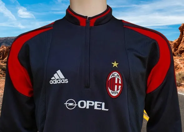ITALIAN CALCIO AC MILAN 2004-05 SUPERCOPPA ITALIANA CHAMPION ADIDAS TRAINING BLACK-RED JACKET LARGE #369276  SOLD !!