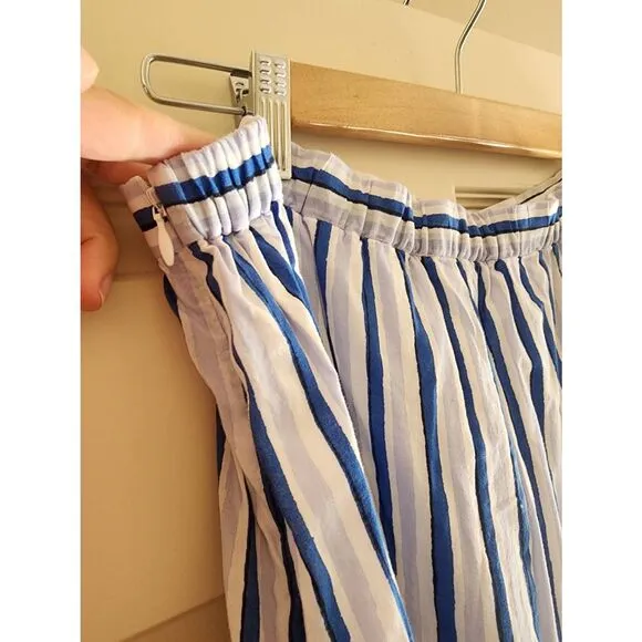 J.crew tiered nautical blue and white striped swing skirt size Medium