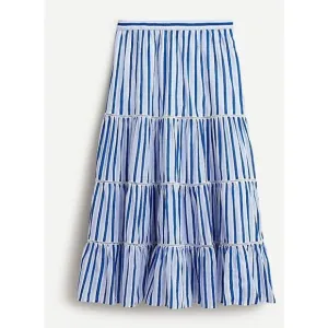 J.crew tiered nautical blue and white striped swing skirt size Medium
