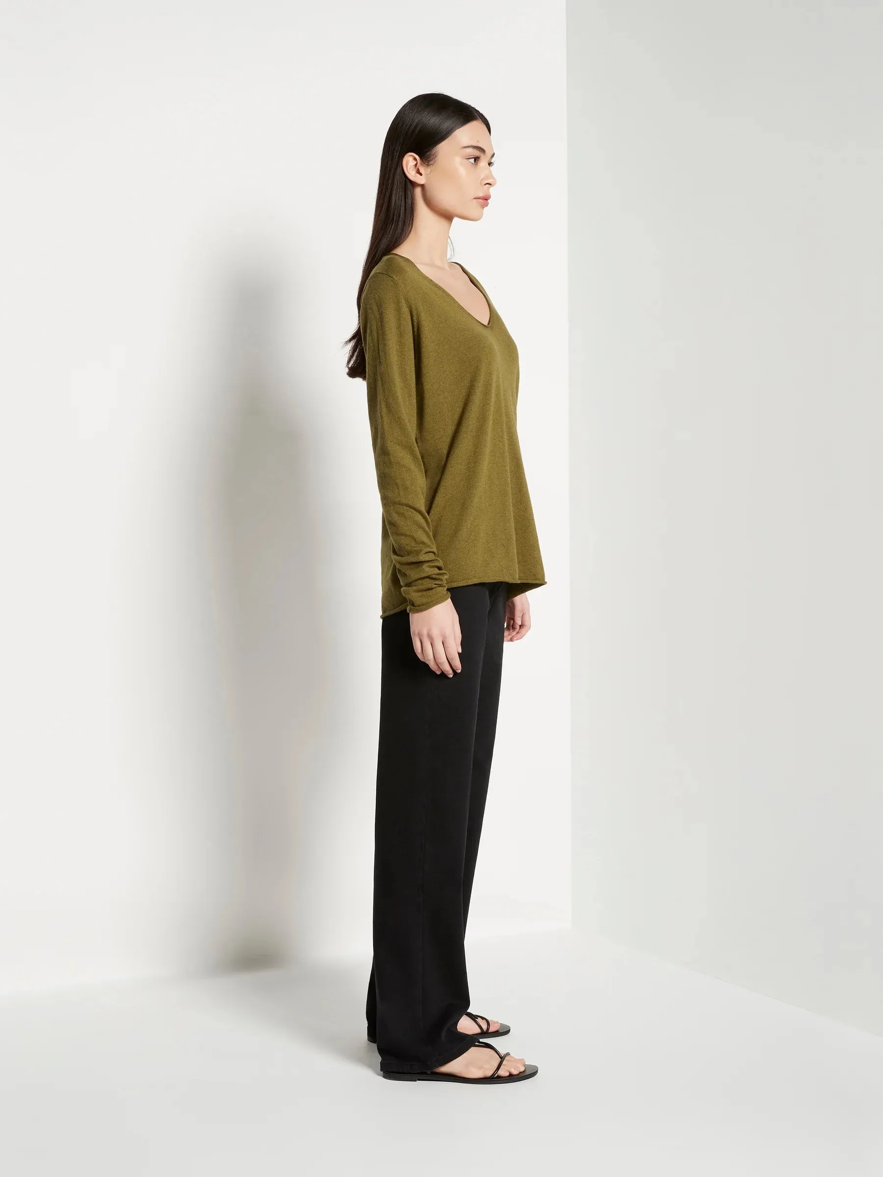 JHL V-Neck L/S T | Moss