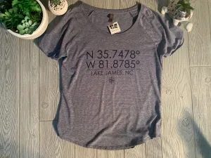 Ladies District Made Blue Lake James Coordinates Clearance Shirt