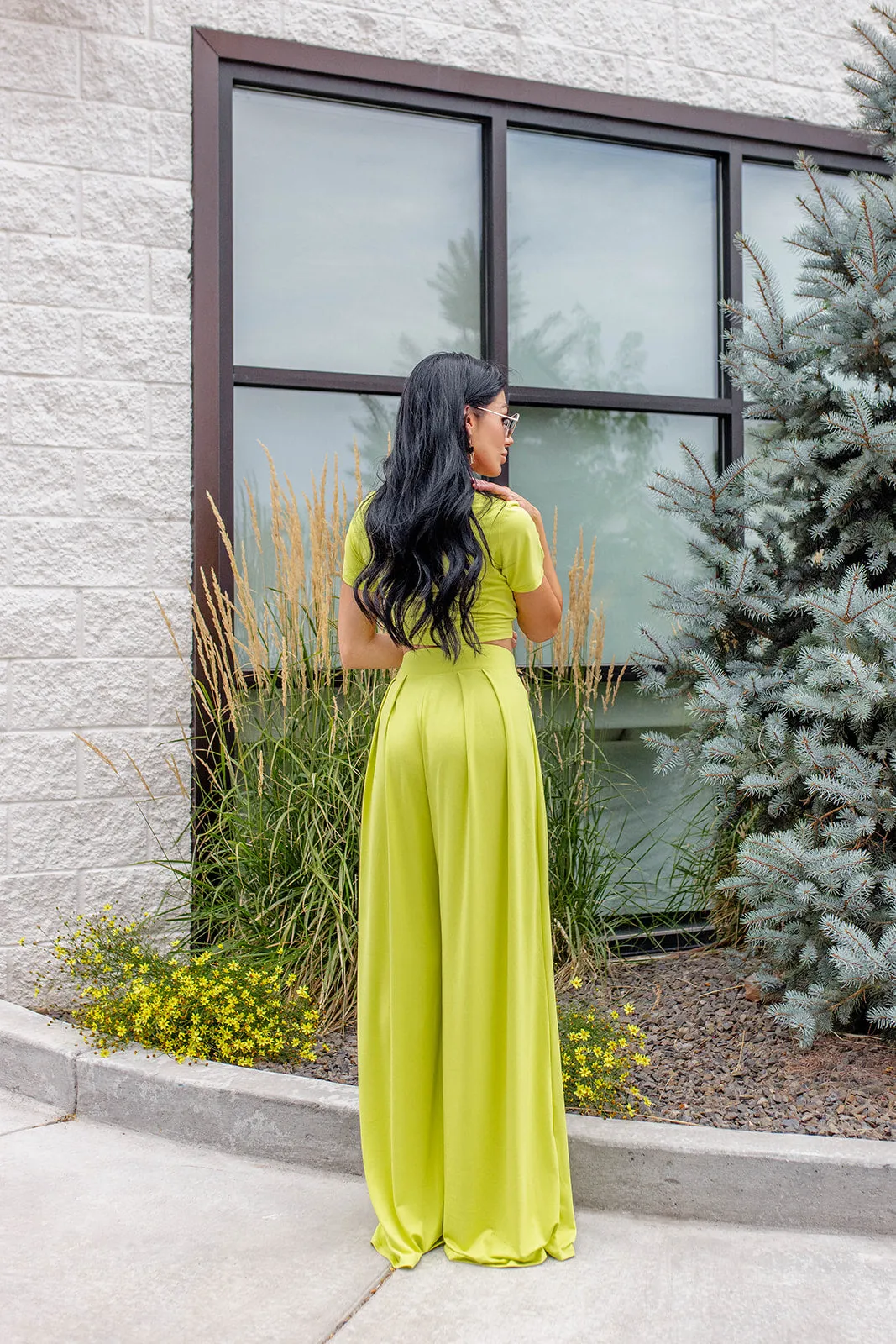 Lainey wide leg palazzo pant ~ citrus