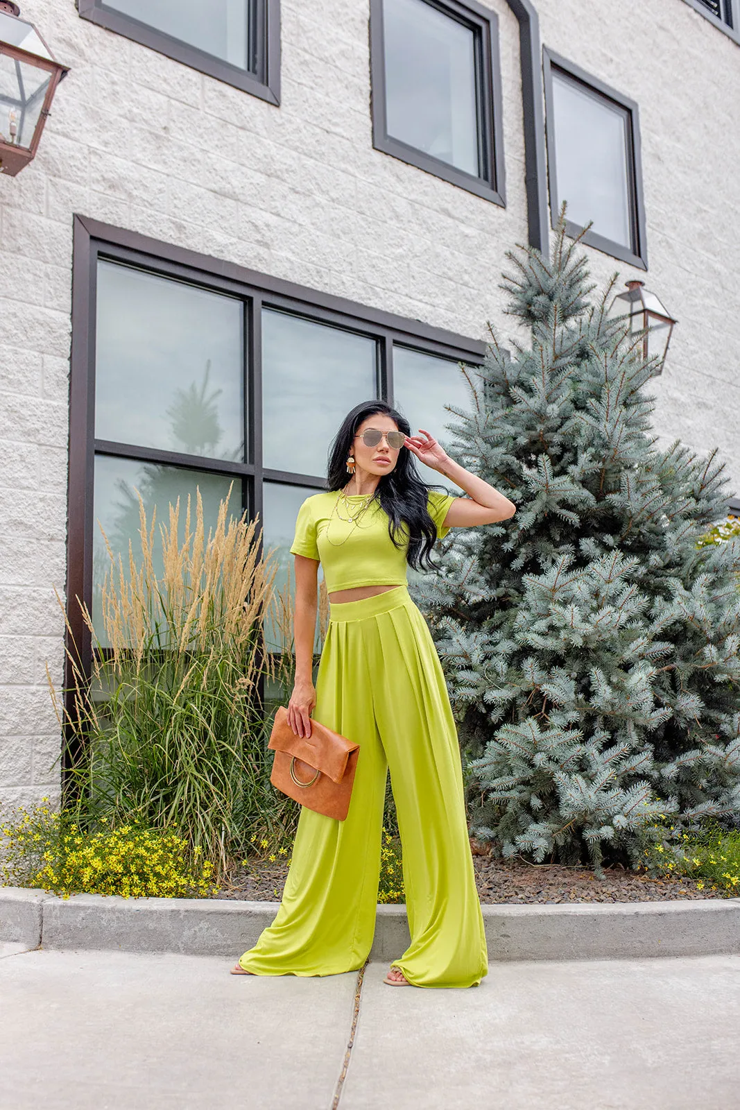 Lainey wide leg palazzo pant ~ citrus