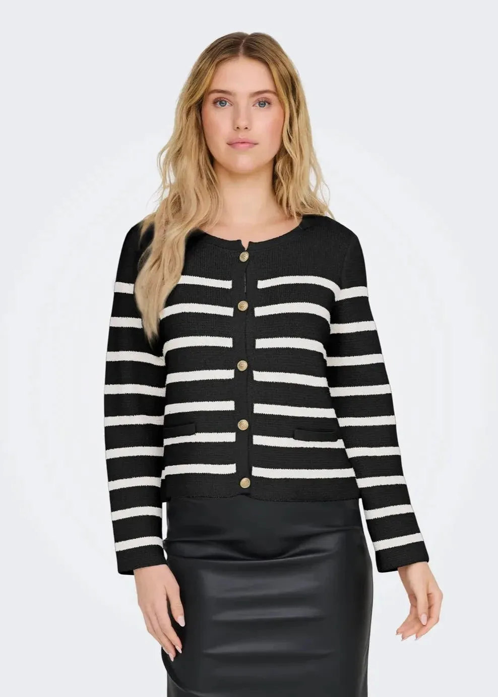 Laura Black/Cream Breton Stripe Cardigan