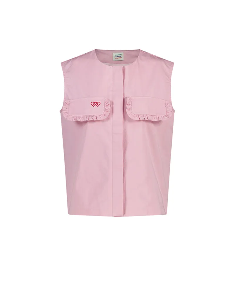 LE SONNET Frill Vest Top - Pink