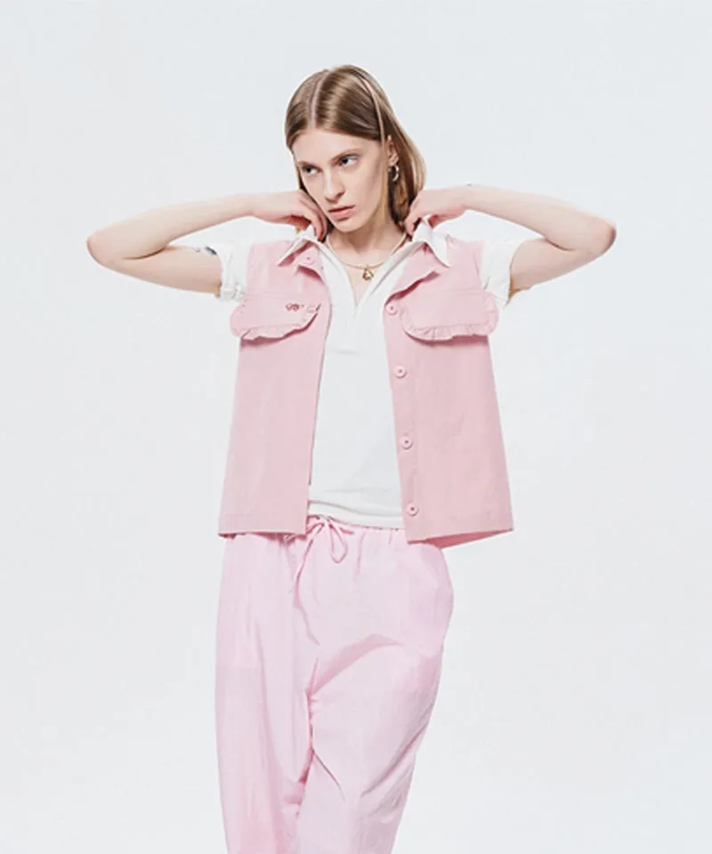 LE SONNET Frill Vest Top - Pink