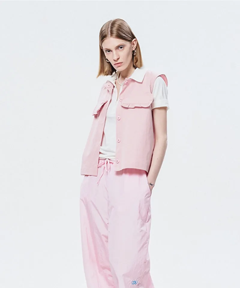 LE SONNET Frill Vest Top - Pink