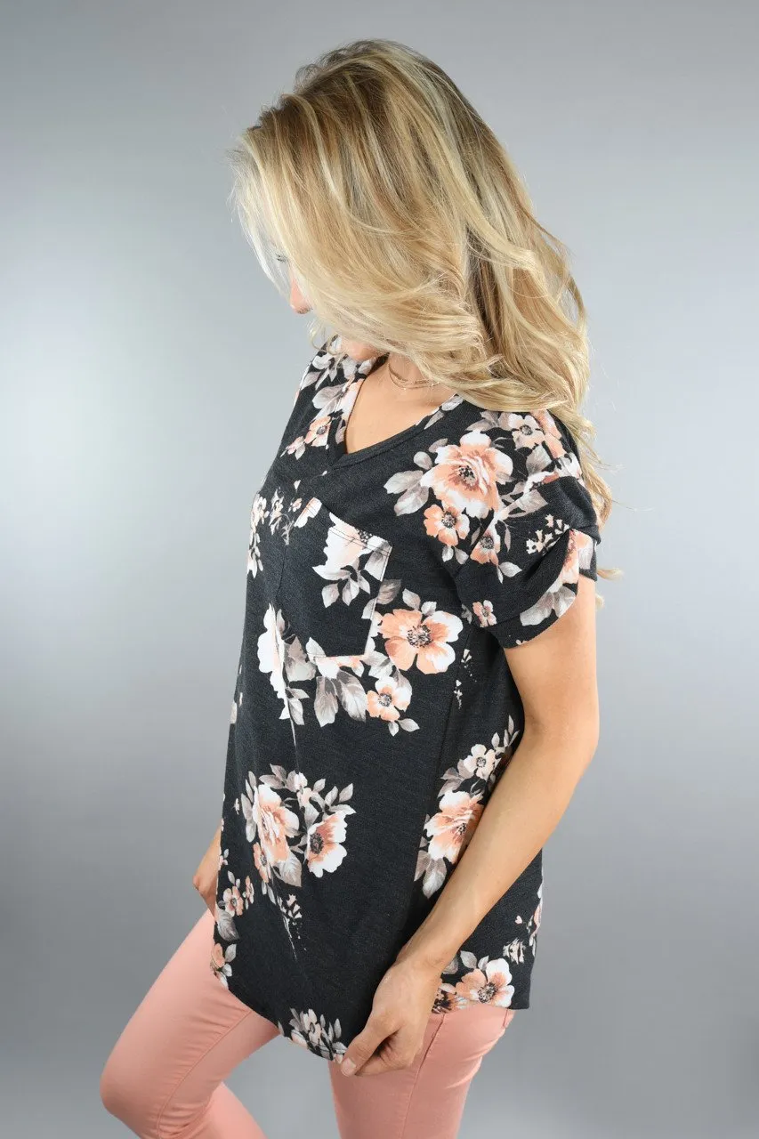 Light Coral and Grey Top
